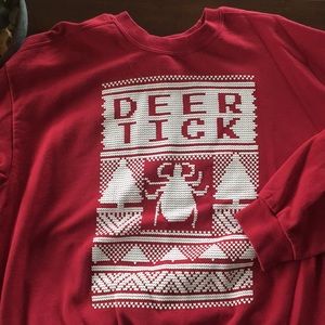 Deer tick red crew neck
